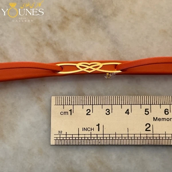 دستبند طلا زنانه چرم بی نهایت قلبیL112